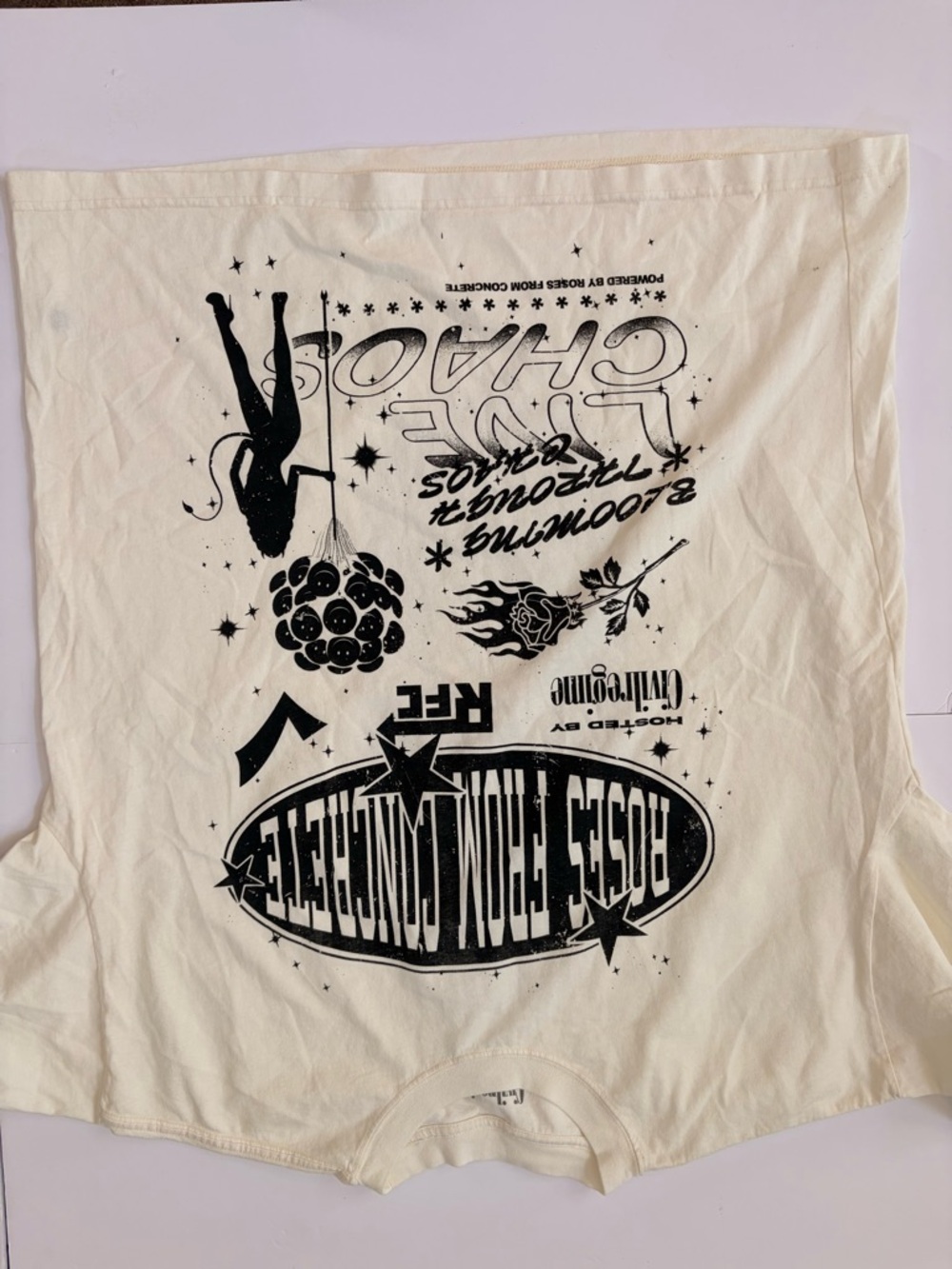 Graphic Cream Men’s T-Shirt with Black Print